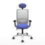 PIQUERAS Y CRESPO Silla de oficina Zulema con mecanismo Sincro/Traslack, Azul claro y Blanco