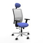 PIQUERAS Y CRESPO Silla de oficina Zulema con mecanismo Sincro/Traslack, Azul claro y Blanco