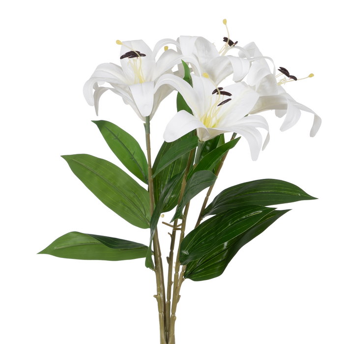 Flor Lirio Blanco Goma Decoración 58 cm (Set de 6)