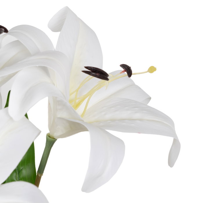 Flor Lirio Blanco Goma Decoración 58 cm (Set de 6)