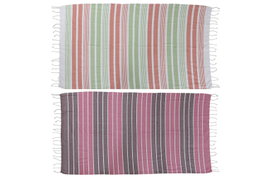 DKD Home Decor Toalla Mediterraneo Rosa Naranja Algodon Poliester 170 x 90 cm (6 Unidades)