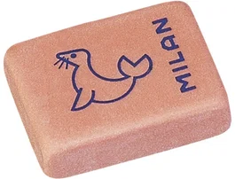 Milan Goma de borrar 445, Suave Miga de Pan con Dibujos Infantiles y Colores Surtidos, Ideal para Lápiz, 3.1x2.3x0.9 cm