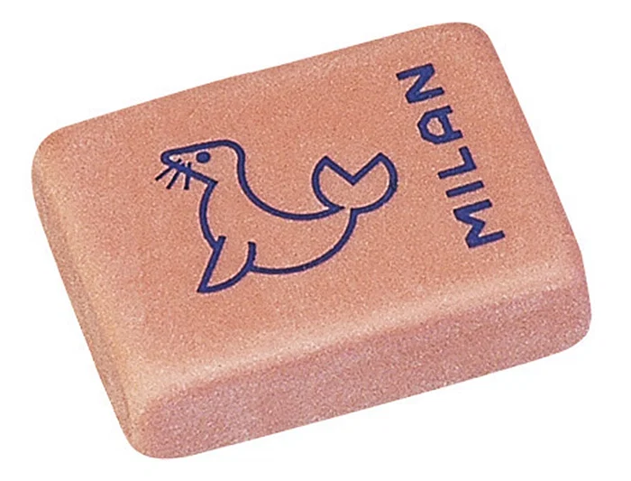Milan Goma de borrar 445, Suave Miga de Pan con Dibujos Infantiles y Colores Surtidos, Ideal para Lápiz, 3.1x2.3x0.9 cm