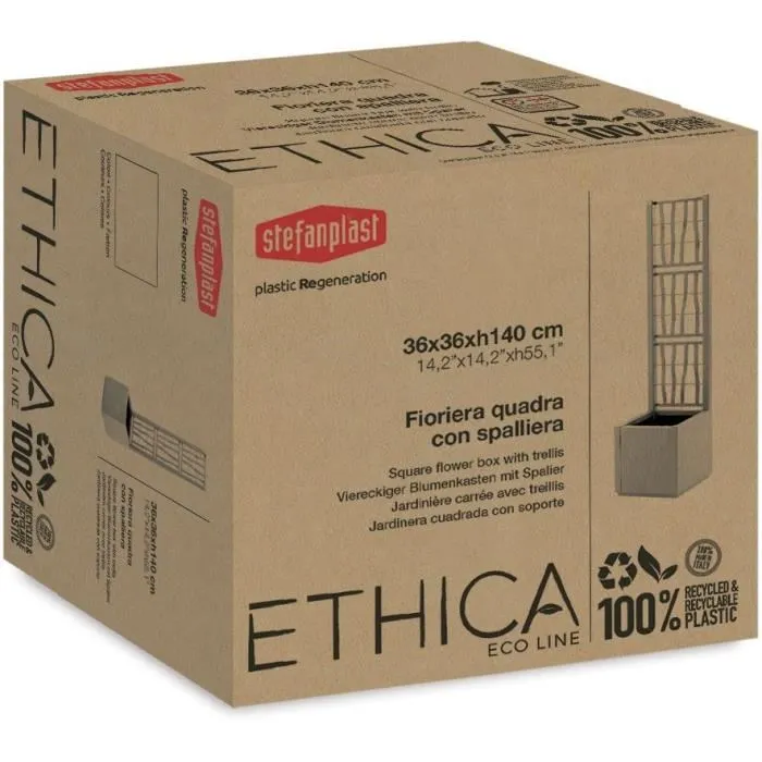 Stefanplast STE8003507688018 Jardinera Cuadrada con Enrejado Grafito 38 L