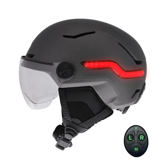 T'nb Urban Moov Casco LED con luz de freno automática, visera y orejeras - Gris - M T'nb Urban Moov Casco LED con luz de freno automática, visera y orejeras - Gris - M
