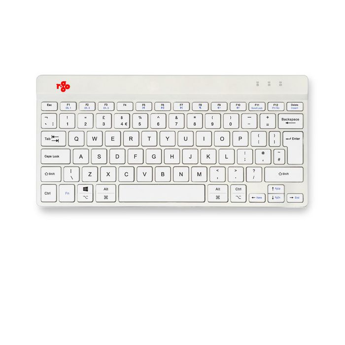 R-Go Tools Teclado Ergonómico Compacto Break, Bluetooth, QWERTY UK, Blanco con Software de Descanso