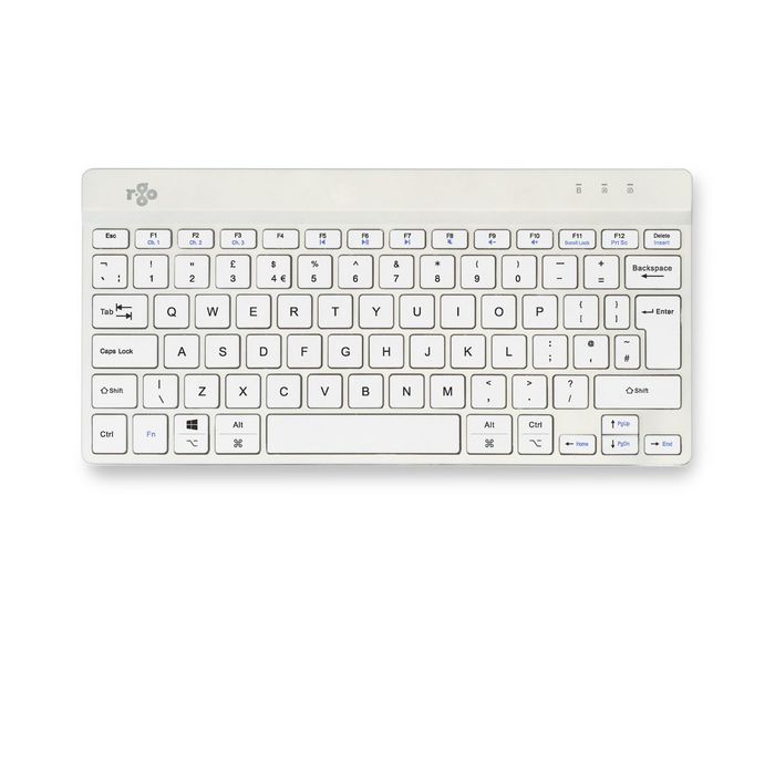 R-Go Tools Teclado Ergonómico Compacto Break, Bluetooth, QWERTY UK, Blanco con Software de Descanso