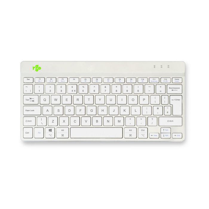 R-Go Tools Teclado Ergonómico Compacto Break, Bluetooth, QWERTY UK, Blanco con Software de Descanso