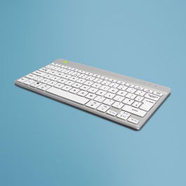 R-Go Tools Teclado Ergonómico Compacto Break, Bluetooth, QWERTY UK, Blanco con Software de Descanso