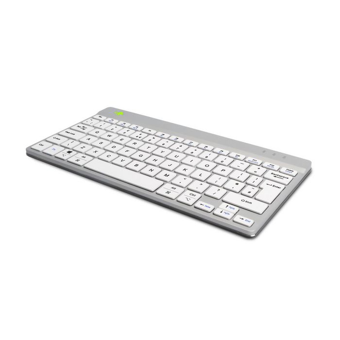 R-Go Tools Teclado Ergonómico Compacto Break, Bluetooth, QWERTY UK, Blanco con Software de Descanso