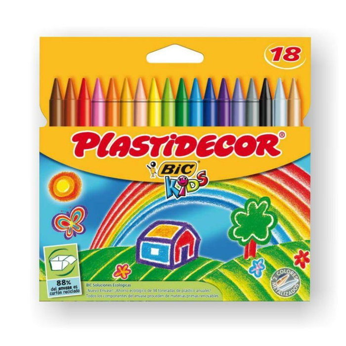 Plastidecor Estuche de 18 Ceras de Colores Surtidos Plastidecor Estuche de 18 Ceras de Colores Surtidos