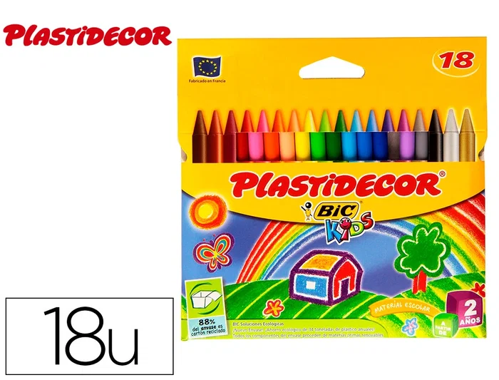 Plastidecor Caja Lápices de Cera 18 Colores Surtidos para Uso Escolar Plastidecor Caja Lápices de Cera 18 Colores Surtidos para Uso Escolar