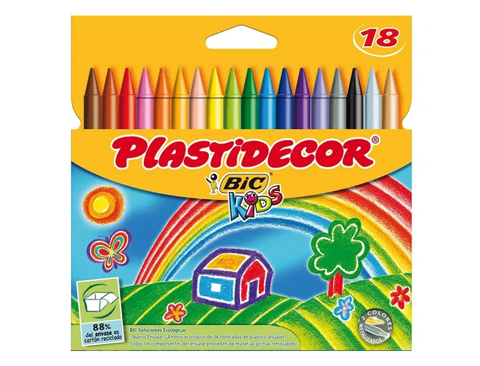 Plastidecor Caja Lápices de Cera 18 Colores Surtidos para Uso Escolar Plastidecor Caja Lápices de Cera 18 Colores Surtidos para Uso Escolar