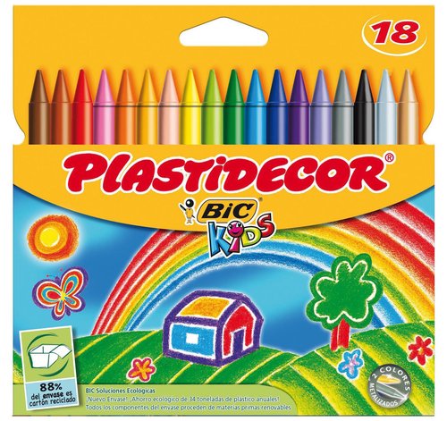 Plastidecor Estuche de 18 Ceras de Colores Surtidos Plastidecor Estuche de 18 Ceras de Colores Surtidos