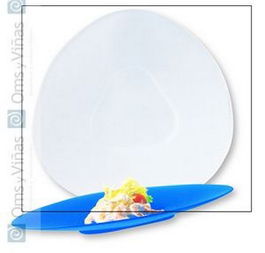 Vajilla Triángulo Plato Liso Translúcido, Platos Llanos, Diámetro 32 cm (Set de 6)