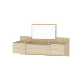 Hanah Home Sapphire Oak Mesa de Maquillaje Moderna Escandinava con Espejo Fijación a Pared 100x33x39.1cm Roble Zafiro