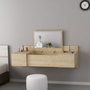 Hanah Home Sapphire Oak Mesa de Maquillaje Moderna Escandinava con Espejo Fijación a Pared 100x33x39.1cm Roble Zafiro