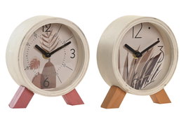 DKD Home Decor Reloj de Escritorio MDF Surtido Mostaza y Terracota