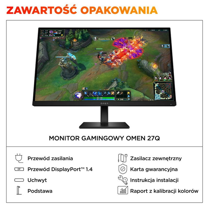 HP Omen 27q G2 Monitor Gaming QHD 180Hz IPS 27 pulg. Black