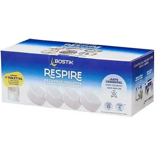 Bostik BOS1689756112331 Recambios de absorbente Respire, 4 comprimidos, Hasta 25 m², Sin perfume, 4 x 250 g Bostik BOS1689756112331 Recambios de absorbente Respire, 4 comprimidos, Hasta 25 m², Sin perfume, 4 x 250 g