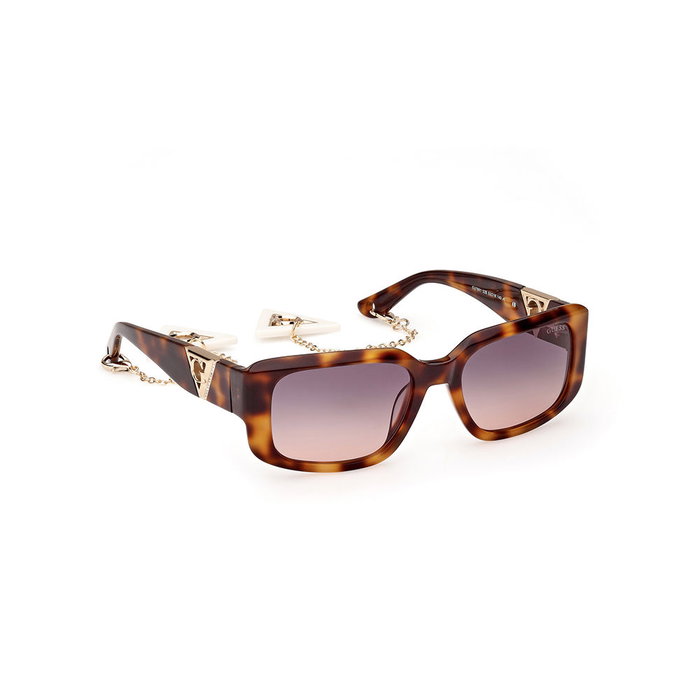Guess Gafas GU7891 52B 140 mm Gafas de Sol de Mujer Rectangular Havana Oscuro Humo Degradado, 53 mm - Patilla 140 mm