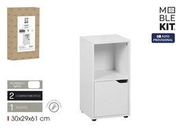 Inde Estantería Cubo 2 Compartimentos con 1 Puerta Mueble Kit, Blanco, 30x29x61 cm (2 Unidades)