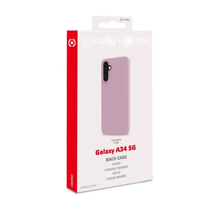 Celly CROMO1036PK Funda para Samsung Galaxy A34 5G, Protector de Silicona y TPU Resistente a Golpes y Rayones, Color Rosa, para Pantalla de 6.6 Pulgadas (16.8 cm)
