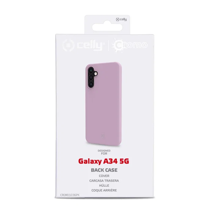 Celly CROMO1036PK Funda para Samsung Galaxy A34 5G, Protector de Silicona y TPU Resistente a Golpes y Rayones, Color Rosa, para Pantalla de 6.6 Pulgadas (16.8 cm)