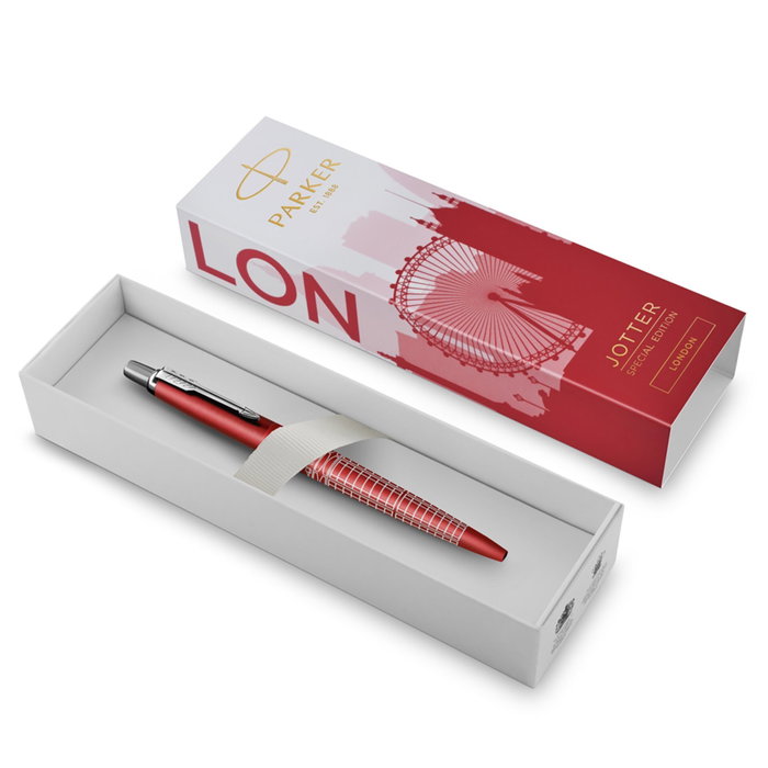 Parker Jotter Global Icons London Bolígrafo Retráctil Rojo con Detalles Cromados Parker Jotter Global Icons London Bolígrafo Retráctil Rojo con Detalles Cromados