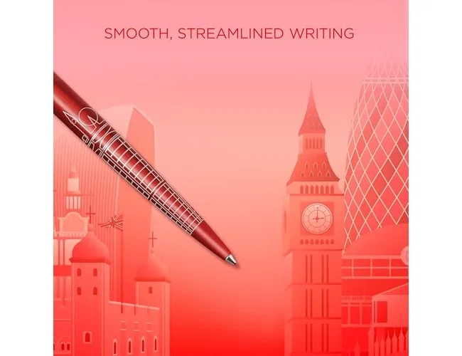 Parker Jotter Global Icons London Bolígrafo Retráctil Rojo con Detalles Cromados Parker Jotter Global Icons London Bolígrafo Retráctil Rojo con Detalles Cromados