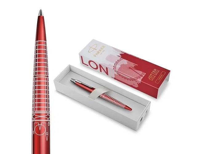 Parker Jotter Global Icons London Bolígrafo Retráctil Rojo con Detalles Cromados Parker Jotter Global Icons London Bolígrafo Retráctil Rojo con Detalles Cromados