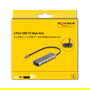 DeLOCK 64299 Hub USB 3.2 10 Gbps con 2 Puertos USB-A y 2 Puertos USB-C, Alimentación por USB-C, Cable de 0.3m, Color Gris Metal