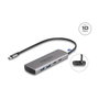 DeLOCK 64299 Hub USB 3.2 10 Gbps con 2 Puertos USB-A y 2 Puertos USB-C, Alimentación por USB-C, Cable de 0.3m, Color Gris Metal