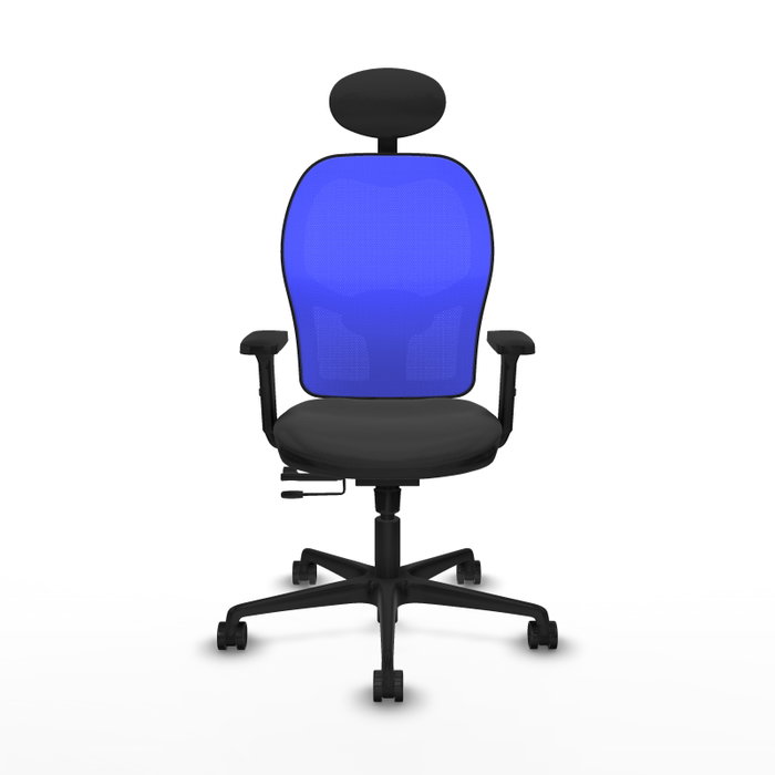 PIQUERAS Y CRESPO Silla de oficina Jorquera con mecanismo Sincro/Traslack, Similpiel Gris oscuro y Malla Azul