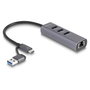 DeLOCK Concentrador USB 3 puertos 5 Gbps + LAN Gigabit 64282 Gris