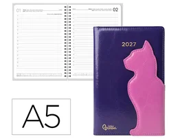Liderpapel Agenda de Oficina 2027 Boho Gatos A5 Bilingüe