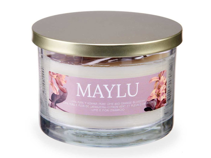 Acorde Vela Vaso con Tapa Dorada Lima Pura y Azahar 12.5x12.5x8.6 cm (Set de 6)