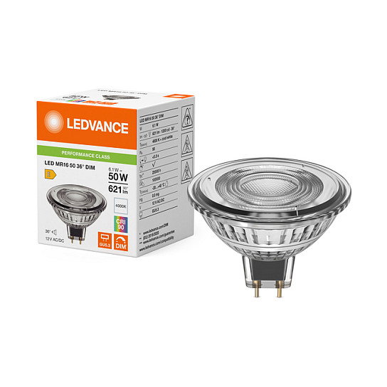 OSRAM Bombilla LED MR16 de 6,1 W, GU5.3, Blanco frío 4000 K, Regulable