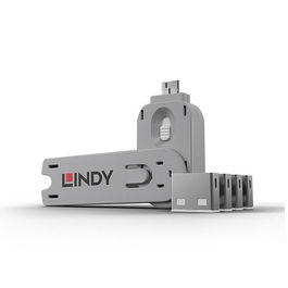 Lindy Bloqueadores de Puertos USB - Pack de 4, Codificación por Color: Blanco