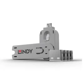 Lindy Bloqueador de puerto USB tipo A Blanco, Pack de 4 con llave
