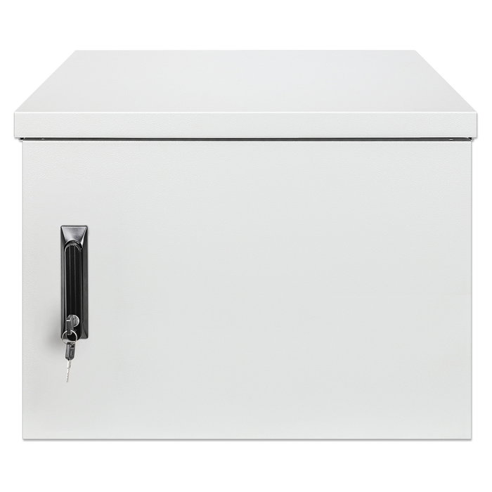 Intellinet 716093 Bastidor de pared rack 19 pulgadas 9U 600 mm de profundidad IP55, color gris, capacidad 100 kg, incluye gestión de cables y bloqueo de teclado