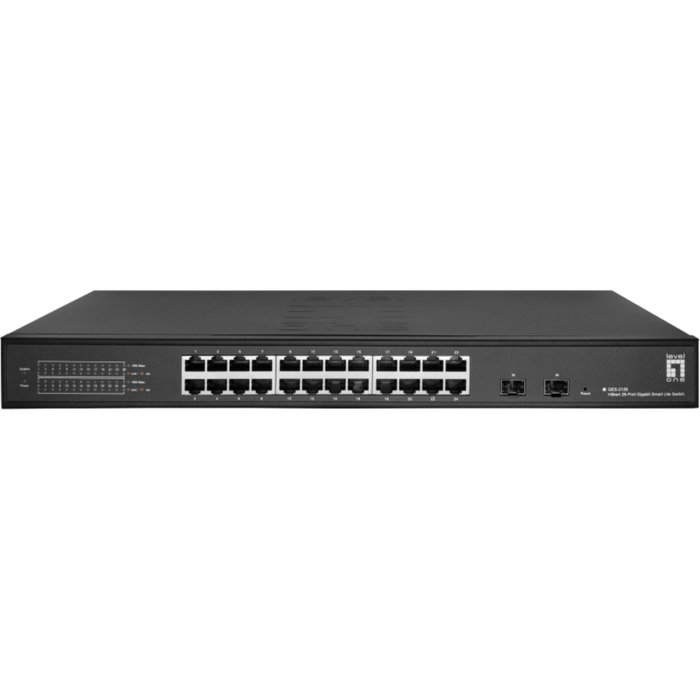 LevelOne GES-2126 Hilbert Switch Gigabit Smart Lite de 26 Puertos (24 RJ45 + 2 SFP) Negro