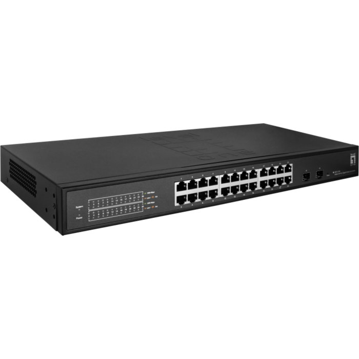 LevelOne GES-2126 Hilbert Switch Gigabit Smart Lite de 26 Puertos (24 RJ45 + 2 SFP) Negro