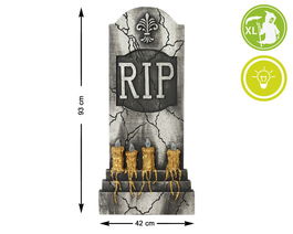 Lápida Decorativa Halloween Con Luz 93x42 cm para Jardín y Entrada de Casa