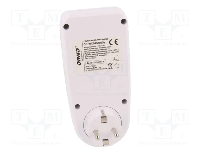 ORNO Voltímetro calculadora de energía con pantalla LCD Schuko OR-WAT-435