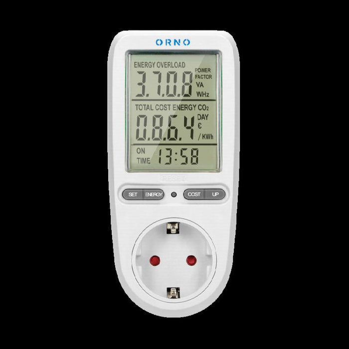 ORNO OR-WAT-435 Voltímetro Calculador de Energía con Pantalla LCD y Enchufe Schuko