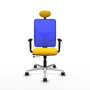 PIQUERAS Y CRESPO Silla de oficina Motilla con mecanismo Sincro/Traslack, Amarillo y Azul