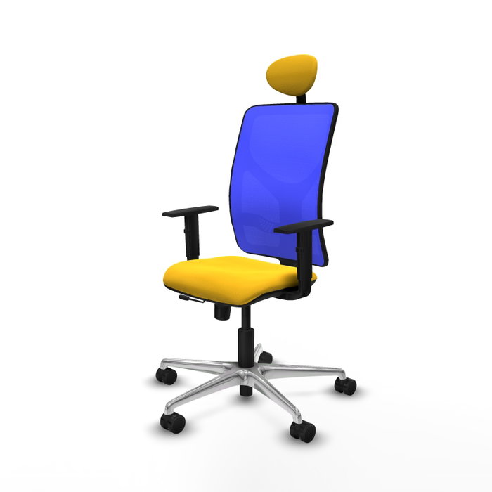 PIQUERAS Y CRESPO Silla de oficina Motilla con mecanismo Sincro/Traslack, Amarillo y Azul