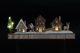 DKD Home Decor Decoración Navideña Luminosa Alpina - Casas LED con Batería, Marrón y Verde, 4 Unidades (35x13x4 cm)