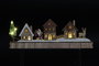 DKD Home Decor Decoración Navideña Luminosa Alpina - Casas LED con Batería, Marrón y Verde, 4 Unidades (35x13x4 cm)